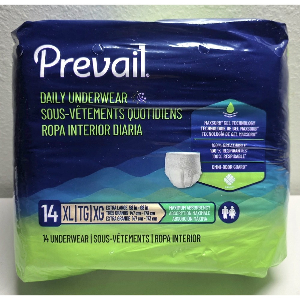 Prevail XL/58"-68" Daily Maximum Absorbency Underwear, 14 count ~ Free Shipping
